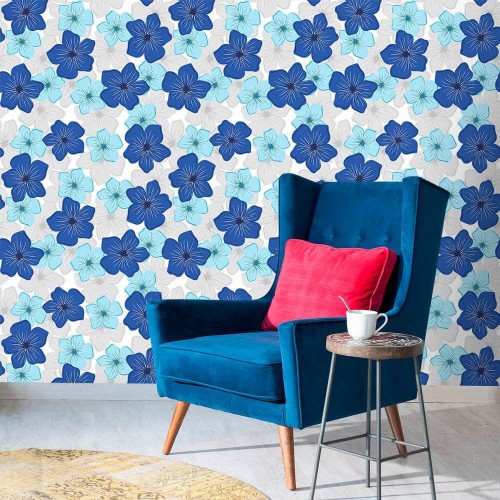 Adesivo de parede Papel de Parede Flores Daisy Blue